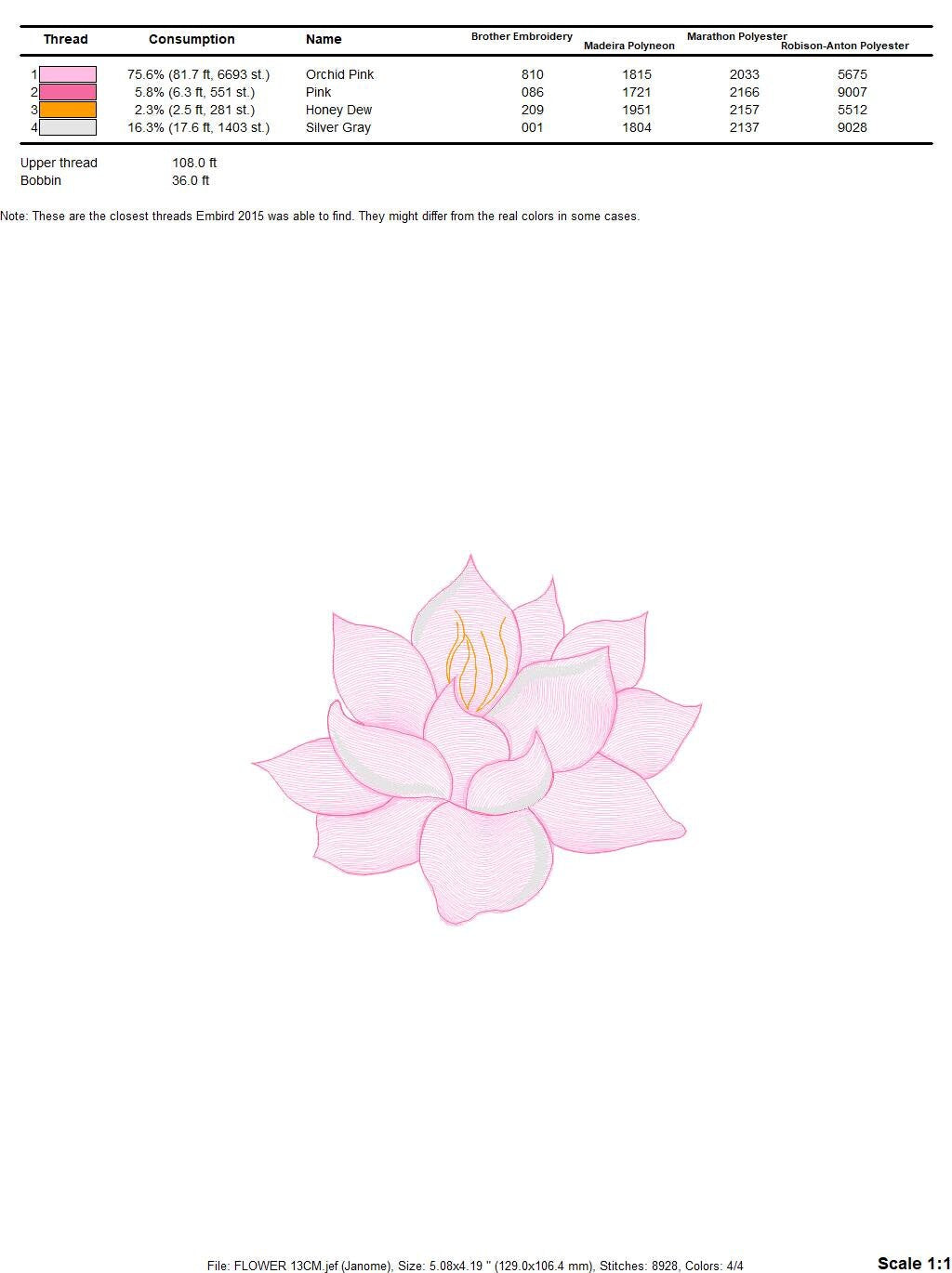 Delicate flower embroidery designs - Lotus embroidery design machine embroidery pattern - Floral embroidery file - instant download pes jef Marcia Embroidery