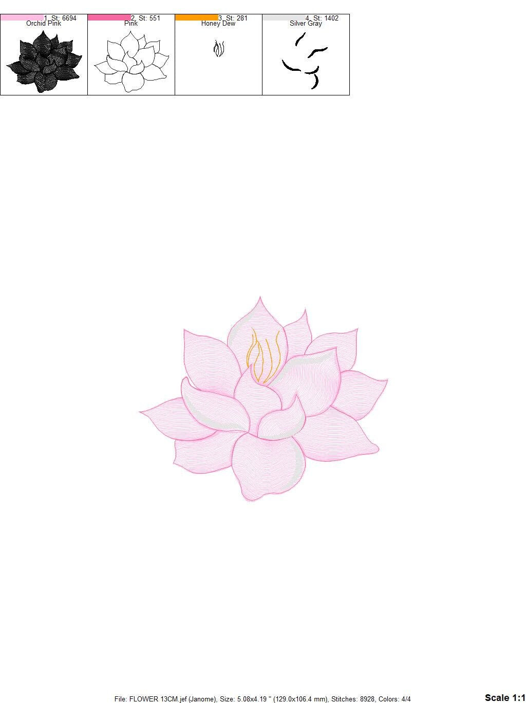 Delicate flower embroidery designs - Lotus embroidery design machine embroidery pattern - Floral embroidery file - instant download pes jef Marcia Embroidery
