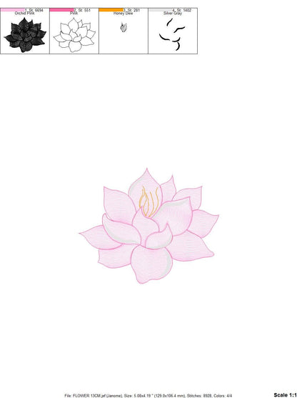 Delicate flower embroidery designs - Lotus embroidery design machine embroidery pattern - Floral embroidery file - instant download pes jef Marcia Embroidery