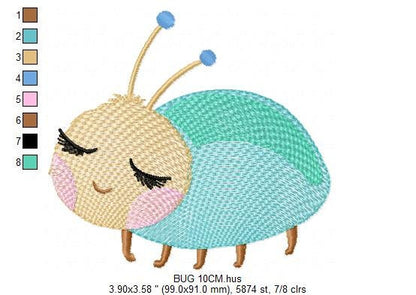 Beetle embroidery design - Garden Bug embroidery designs machine embroidery pattern - baby girl embroidery file - instant download pes jef