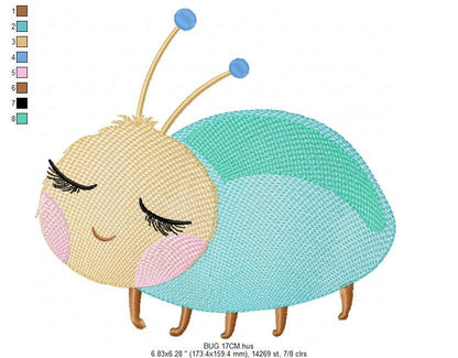 Beetle embroidery design - Garden Bug embroidery designs machine embroidery pattern - baby girl embroidery file - instant download pes jef