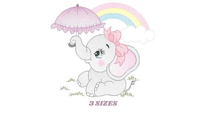 Elephant embroidery designs - Animal embroidery design machine embroidery pattern - Baby girl embroidery file - elephant with umbrella - Marcia Embroidery