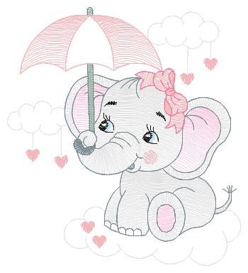 Elephant embroidery designs - Animal embroidery design machine embroidery pattern - Baby girl embroidery file - elephant with umbrella Marcia Embroidery