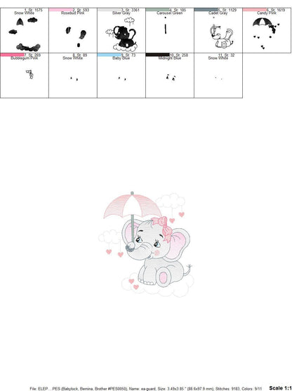 Elephant embroidery designs - Animal embroidery design machine embroidery pattern - Baby girl embroidery file - elephant with umbrella Marcia Embroidery