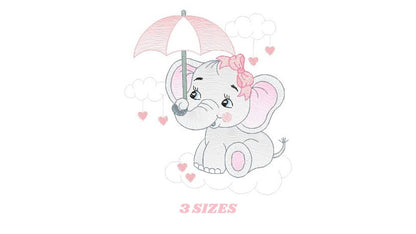 Elephant embroidery designs - Animal embroidery design machine embroidery pattern - Baby girl embroidery file - elephant with umbrella Marcia Embroidery