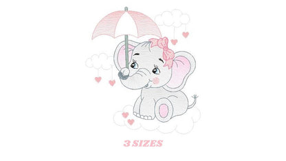 Elephant embroidery designs - Animal embroidery design machine embroidery pattern - Baby girl embroidery file - elephant with umbrella Marcia Embroidery