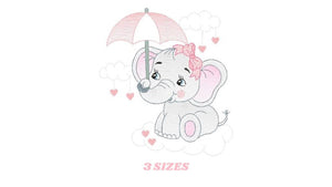 Elephant embroidery designs - Animal embroidery design machine embroidery pattern - Baby girl embroidery file - elephant with umbrella