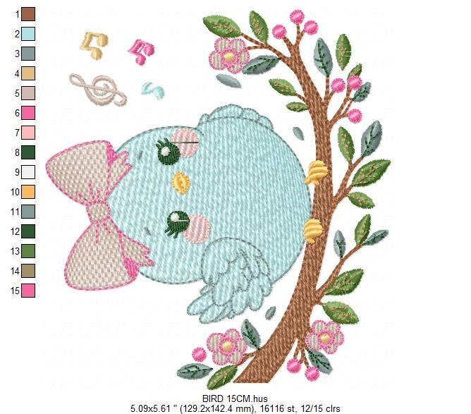 Bird embroidery designs - Birds embroidery design machine embroidery pattern - Spring garden embroidery file - instant download Tea towel