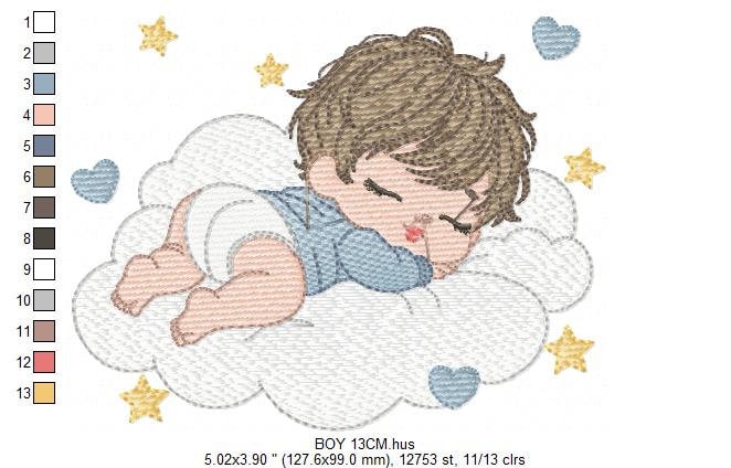 Sleeping baby embroidery design - Baby boy embroidery design machine embroidery pattern - Newborn embroidery file nursery  instant download Marcia Embroidery