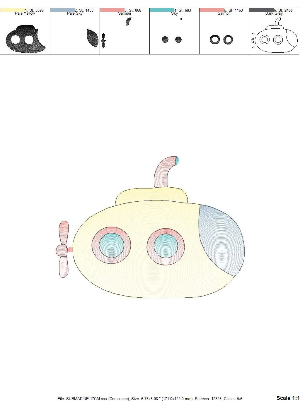 Submarine embroidery design - Baby boy embroidery designs machine embroidery pattern - nautical embroidery file - newborn layette nursery Marcia Embroidery
