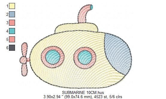 Submarine embroidery design - Baby boy embroidery designs machine embroidery pattern - nautical embroidery file - newborn layette nursery Marcia Embroidery