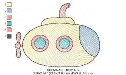 Submarine embroidery design - Baby boy embroidery designs machine embroidery pattern - nautical embroidery file - newborn layette nursery Marcia Embroidery