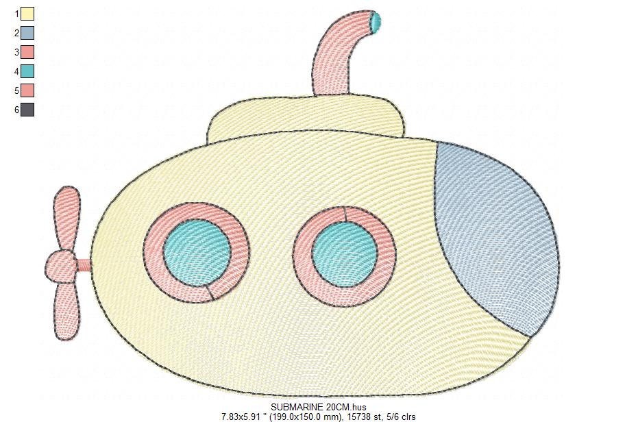 Submarine embroidery design - Baby boy embroidery designs machine embroidery pattern - nautical embroidery file - newborn layette nursery Marcia Embroidery