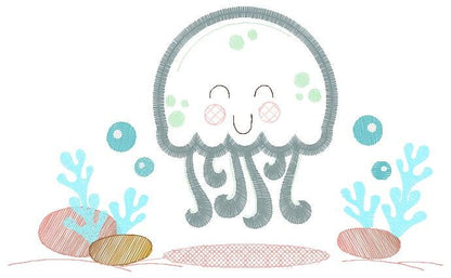 Jellyfish embroidery design - Octopus embroidery designs machine embroidery pattern - Ocean animals embroidery - instant digital download