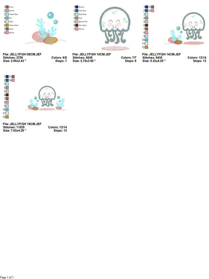 Jellyfish embroidery design - Octopus embroidery designs machine embroidery pattern - Ocean animals embroidery - instant digital download