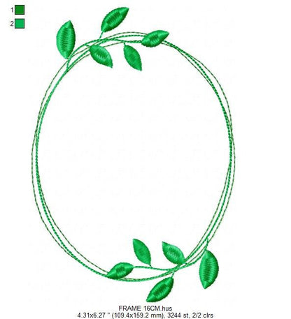Monogram Frame embroidery designs - Laurel Flower machine embroidery pattern - Instant download Marcia Embroidery