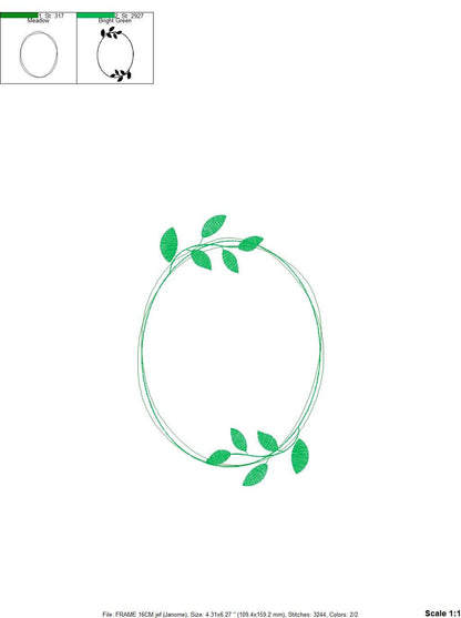Monogram Frame embroidery designs - Laurel Flower machine embroidery pattern - Instant download Marcia Embroidery