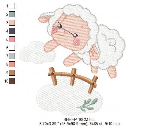 Sheep with fence embroidery design - Lamb embroidery designs machine embroidery pattern - baby girl embroidery file - newborn embroidery hus Marcia Embroidery