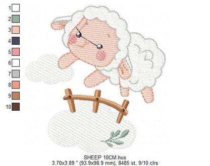 Sheep with fence embroidery design - Lamb embroidery designs machine embroidery pattern - baby girl embroidery file - newborn embroidery hus Marcia Embroidery