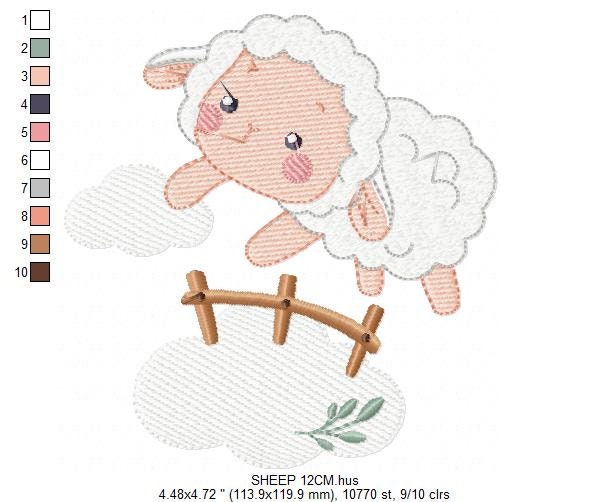 Sheep with fence embroidery design - Lamb embroidery designs machine embroidery pattern - baby girl embroidery file - newborn embroidery hus Marcia Embroidery