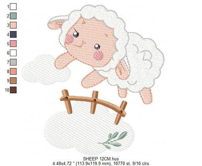 Sheep with fence embroidery design - Lamb embroidery designs machine embroidery pattern - baby girl embroidery file - newborn embroidery hus Marcia Embroidery