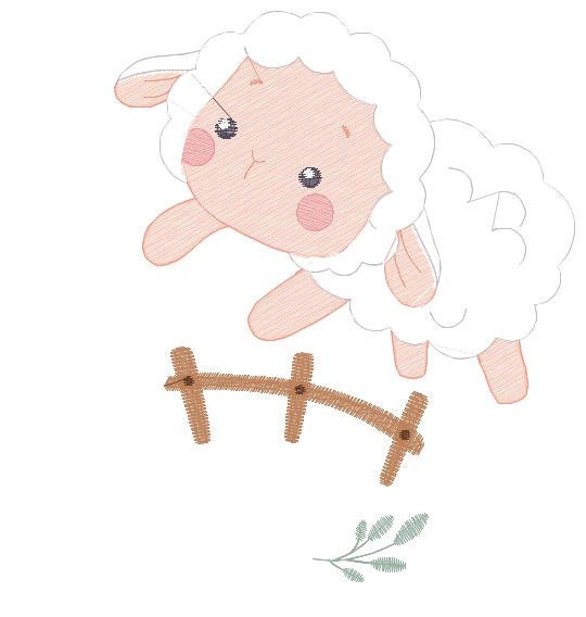 Sheep with fence embroidery design - Lamb embroidery designs machine embroidery pattern - baby girl embroidery file - newborn embroidery hus Marcia Embroidery