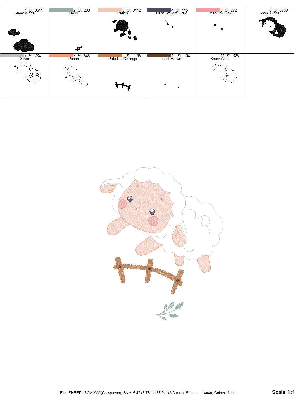 Sheep with fence embroidery design - Lamb embroidery designs machine embroidery pattern - baby girl embroidery file - newborn embroidery hus Marcia Embroidery
