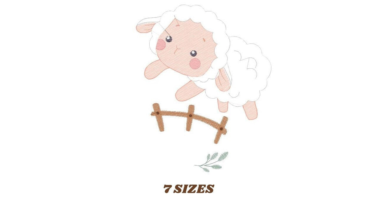 Sheep with fence embroidery design - Lamb embroidery designs machine embroidery pattern - baby girl embroidery file - newborn embroidery hus Marcia Embroidery