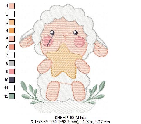 Sheep with star embroidery design - Lamb embroidery designs machine embroidery pattern - Baby boy embroidery file - Animal quilt embroidery Marcia Embroidery