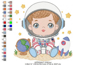 Astronaut embroidery designs - Baby boy embroidery design machine embroidery pattern - instant download - Space embroidery file Star Rocket