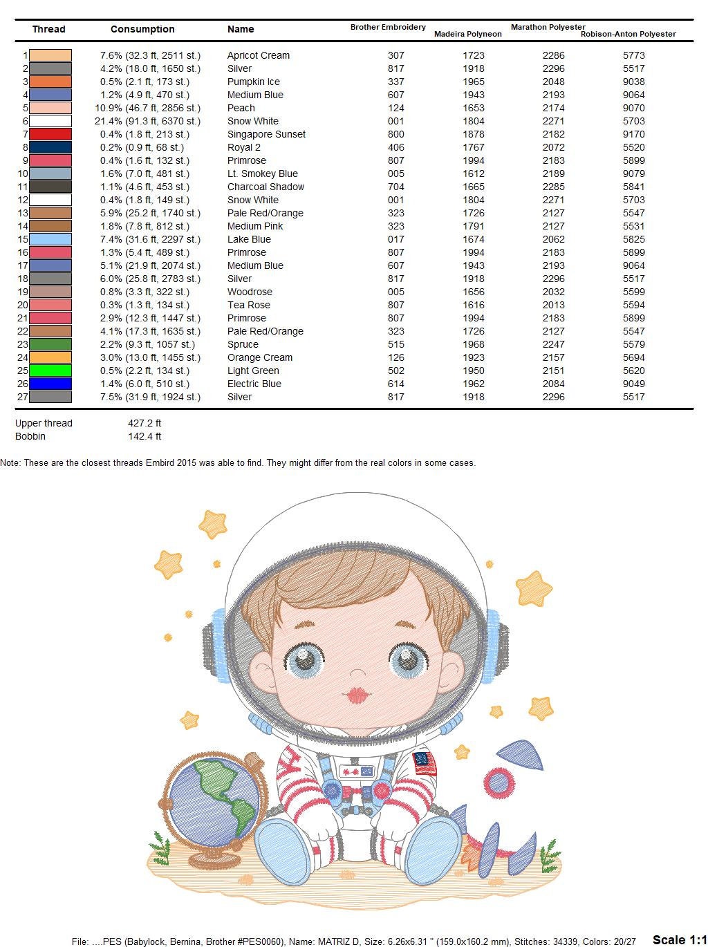 Astronaut with stars embroidery designs - Baby boy with rocket and earth machine embroidery pattern - Instant digital download pes jef dst
