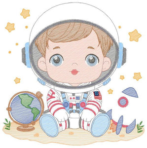 Astronaut embroidery designs - Baby boy embroidery design machine embroidery pattern - instant download - Space embroidery file Star Rocket