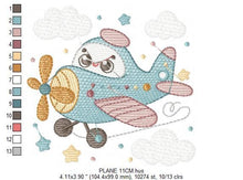 Charger l&#39;image dans la galerie, Plane embroidery designs - Airplane embroidery design machine embroidery pattern - Baby boy embroidery file - sky stars instant download
