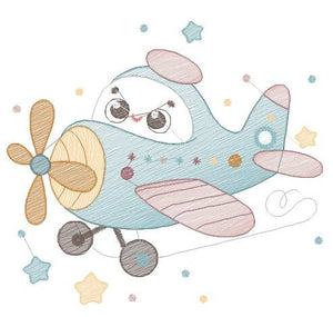 Plane embroidery designs - Airplane embroidery design machine embroidery pattern - Baby boy embroidery file - sky stars instant download