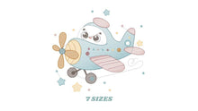 Charger l&#39;image dans la galerie, Plane embroidery designs - Airplane embroidery design machine embroidery pattern - Baby boy embroidery file - sky stars instant download
