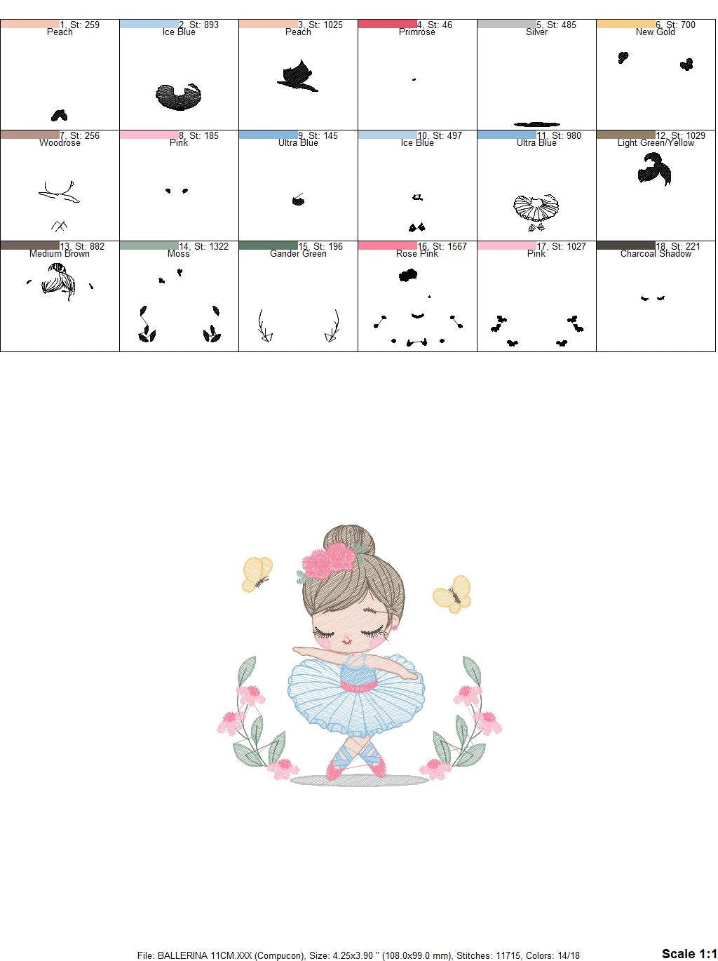 Ballerina embroidery designs - Ballet embroidery design machine embroidery pattern - instant download - Baby girl embroidery digital file