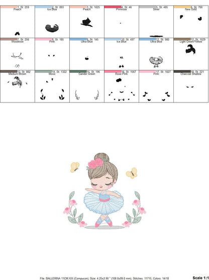 Ballerina embroidery designs - Ballet embroidery design machine embroidery pattern - instant download - Baby girl embroidery digital file