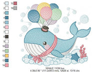 Load image into Gallery viewer, Whale embroidery designs - Fish embroidery design machine embroidery pattern - Ocean embroidery file - sea animal embroidery whale design
