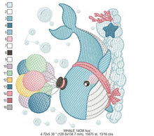 Load image into Gallery viewer, Whale embroidery designs - Fish embroidery design machine embroidery pattern - Ocean embroidery file - sea animal embroidery whale design
