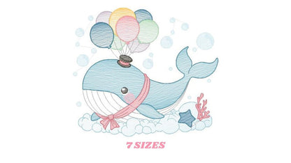 Whale embroidery designs - Fish embroidery design machine embroidery pattern - Ocean embroidery file - sea animal embroidery whale design Marcia Embroidery