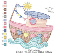 Carica l&#39;immagine nel visualizzatore di Gallery, Boat embroidery designs - Sailboat embroidery design machine embroidery pattern - Nautical file instant download - Fishing Boat design boy

