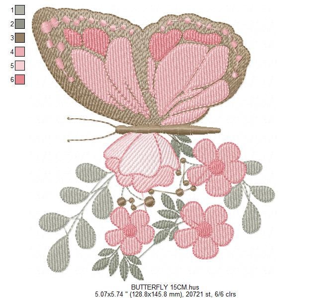 Butterfly embroidery design - Animal embroidery designs machine embroidery pattern - baby girl embroidery file - instant download digital