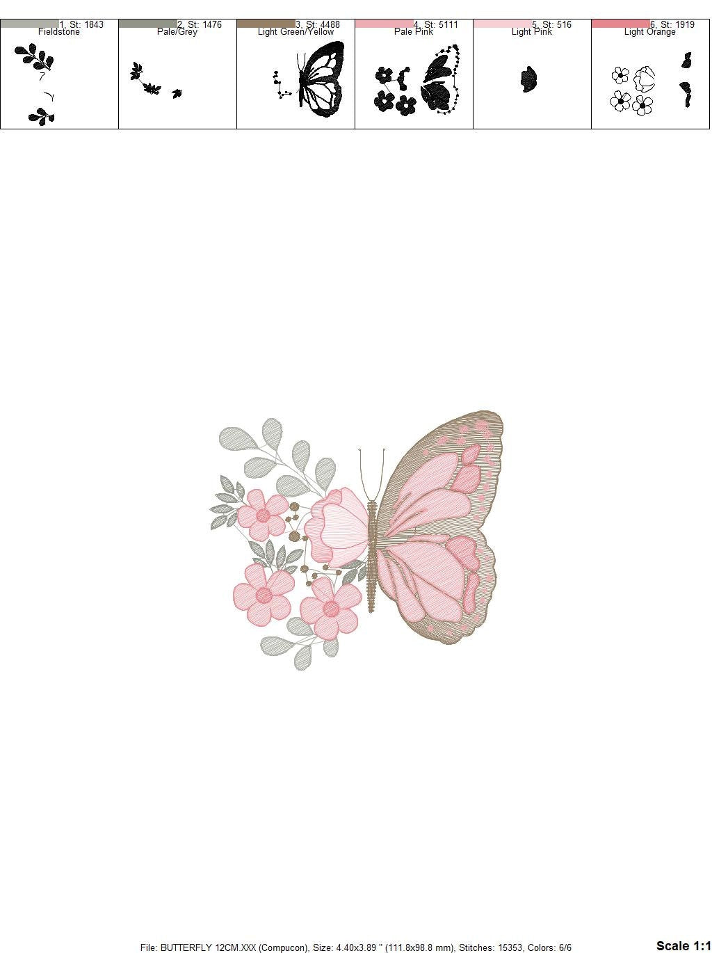 Butterfly embroidery design - Animal embroidery designs machine embroidery pattern - baby girl embroidery file - instant download digital