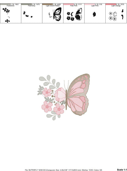 Butterfly embroidery design - Animal embroidery designs machine embroidery pattern - baby girl embroidery file - instant download digital