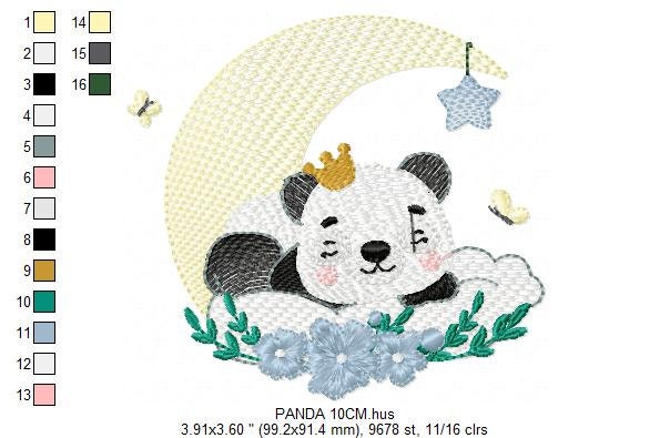 Sleeeping King Panda embroidery design - Animal in moon embroidery designs machine embroidery pattern - Night Sky Star - instant download Marcia Embroidery