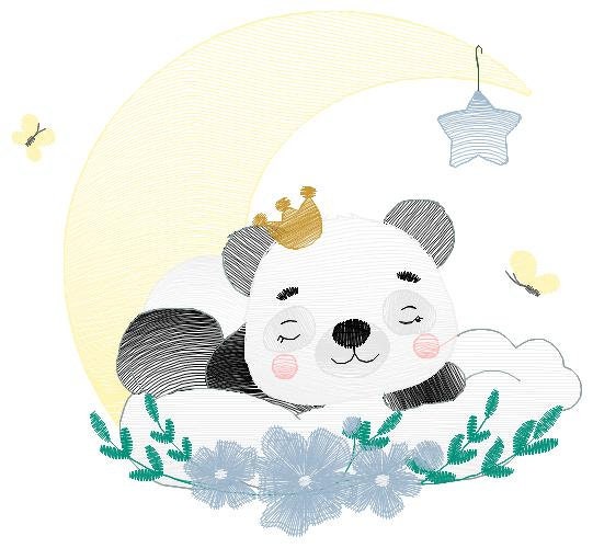 Sleeeping King Panda embroidery design - Animal in moon embroidery designs machine embroidery pattern - Night Sky Star - instant download Marcia Embroidery