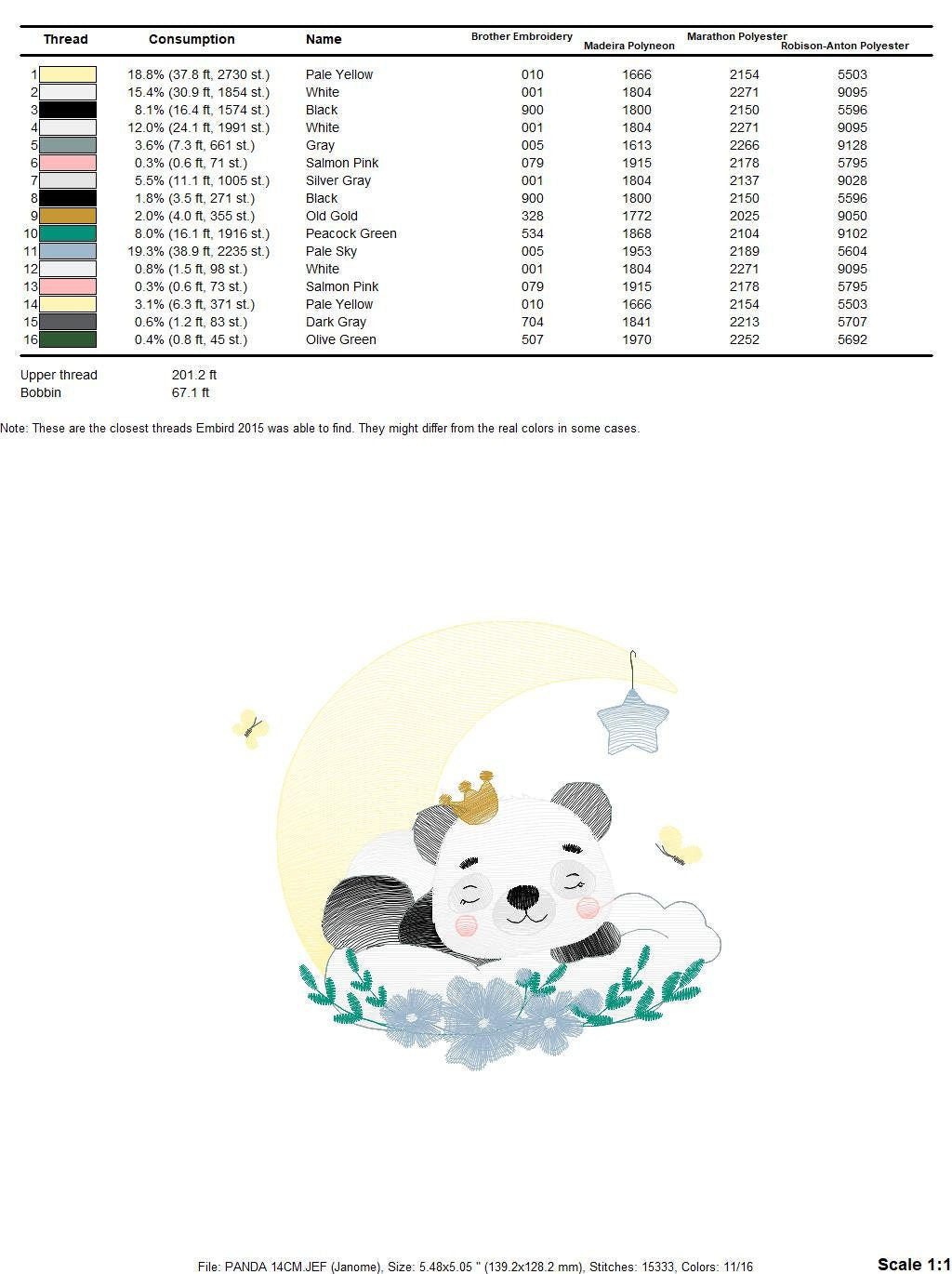 Sleeeping King Panda embroidery design - Animal in moon embroidery designs machine embroidery pattern - Night Sky Star - instant download Marcia Embroidery