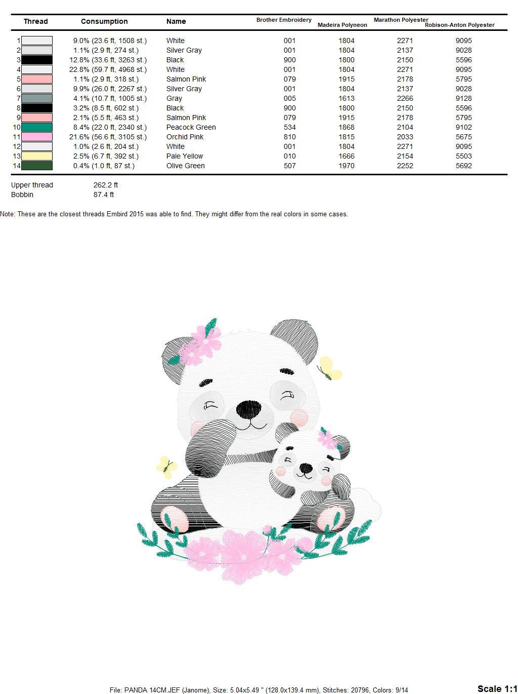 Mama Panda embroidery design - Animal embroidery designs machine embroidery pattern - Baby girl embroidery file - Panda with young baby pes Marcia Embroidery