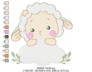 Sheep with cloud embroidery design - Lamb embroidery designs machine embroidery pattern - baby boy embroidery file - newborn embroidery dst