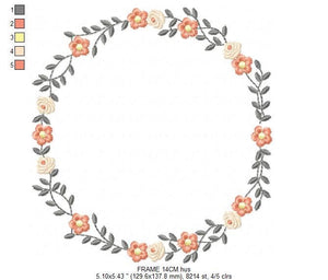 Frame embroidery designs - Flower embroidery design machine embroidery pattern - rose embroidery file girl embroidery - roses frame design